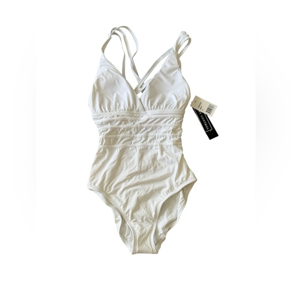 La Blanca White Island Goddess Tummy Control One Piece Swimsuit Size 4 - Picture 2 of 6
